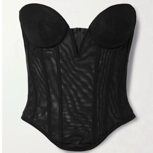[Rosamasario] Black Tulle Corset Top